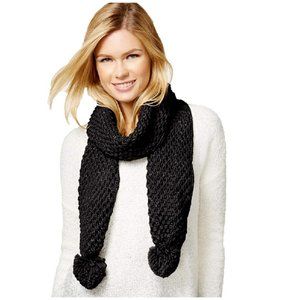 Rampage Knit Scarf in Black with Metallic Thread